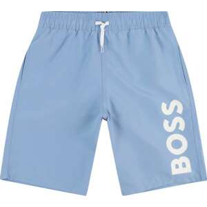 BOSS Kidswear Plavecké šortky nebeská modř / bílá