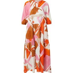 Emily Van Den Bergh Košilové šaty karamelová / režná / světle růžová / bílá