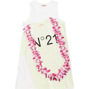 N°21 Šaty pastelově žlutá / pink / černá / bílá