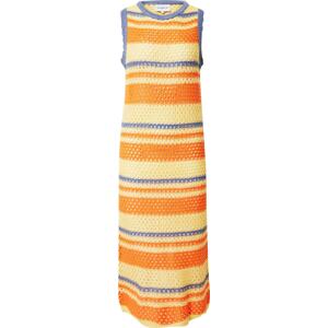 FRNCH PARIS Úpletové šaty 'CHELSY' kouřově modrá / světle žlutá / oranžová