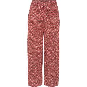 VIVANCE Kalhoty se sklady v pase krémová / bordó / ohnivá červená / melounová