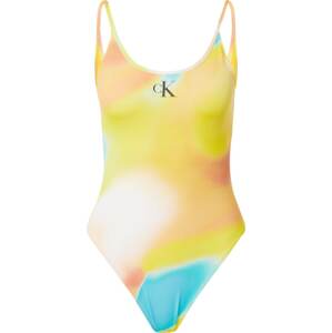 Calvin Klein Swimwear Plavky aqua modrá / žlutá / broskvová / offwhite