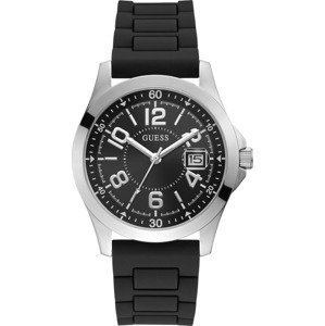 GUESS Analogové hodinky 'DECK' černá / stříbrná