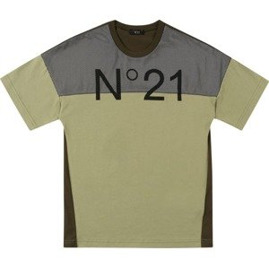 N°21 Tričko khaki / jedle / černá / bílá