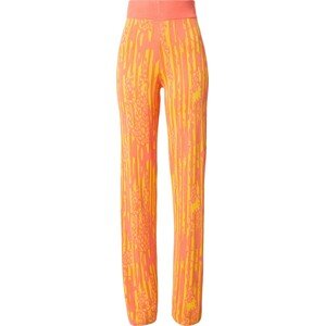 DELICATELOVE Kalhoty 'LULA WOOD' limone / korálová / tmavě oranžová