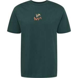 RVCA Tričko 'PETROGLYPH' béžová / tmavě zelená / oranžová