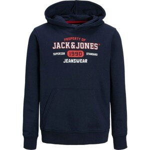 Jack & Jones Junior Mikina 'Stamp' marine modrá / červená / bílá