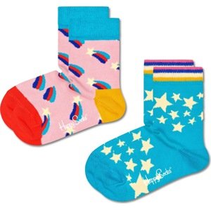 Happy Socks Ponožky 'SHOOTING STAR' azurová modrá / kari / světle růžová / červená