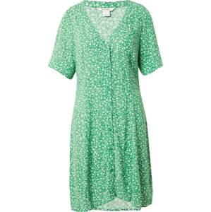 Monki Košilové šaty trávově zelená / bílá