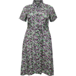 KAFFE CURVE Košilové šaty 'Lora' zelená / tmavě zelená / fialová / pastelová fialová