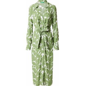 UNITED COLORS OF BENETTON Košilové šaty zelená / bílá