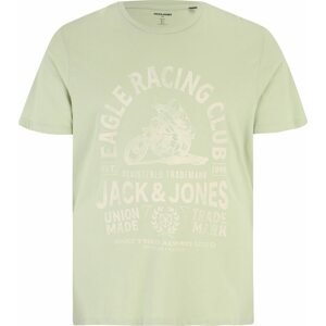 Jack & Jones Plus Tričko 'BIKE' slonová kost / pastelově zelená