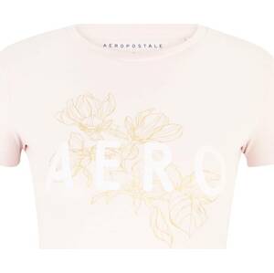 AÉROPOSTALE Tričko 'MAY' žlutá / pastelově růžová / bílá