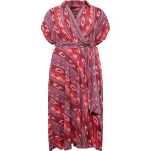 Lauren Ralph Lauren Plus Košilové šaty šedobéžová / světle růžová / grenadina / karmínově červené