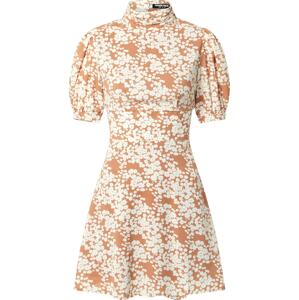 Fashion Union Šaty 'Venus' tmavě oranžová / bílá