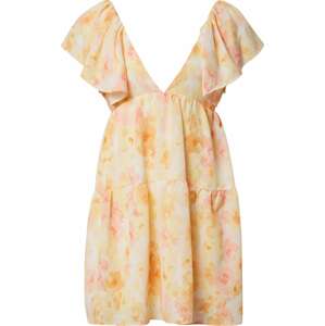 Fashion Union Letní šaty 'Flit' žlutá / pastelově růžová / bílá