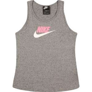 Nike Sportswear Tričko šedý melír / světle růžová / bílá
