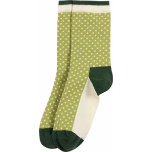 DillySocks Ponožky 'Yard Dots' světle zelená / tmavě zelená / bílá