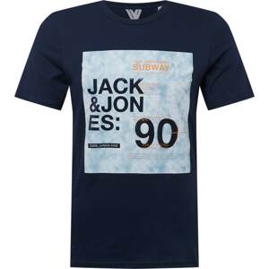JACK & JONES Tričko námořnická modř / světlemodrá / oranžová / černá