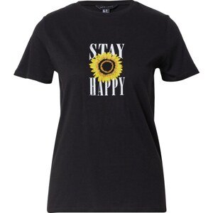 NEW LOOK Tričko 'STAY HAPPY' žlutá / černá / bílá