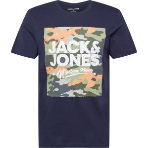JACK & JONES Tričko 'PETE' námořnická modř / khaki / meruňková / bílá