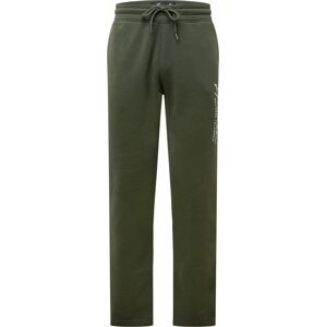 HOLLISTER Kalhoty tmavě zelená / bílá