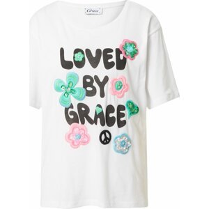 Grace Tričko 'Loved by grace' mix barev / bílá