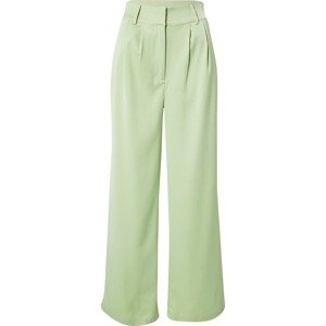 NA-KD Kalhoty se sklady v pase světle zelená