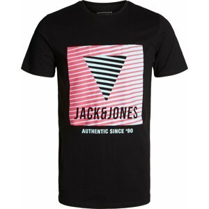 JACK & JONES Tričko 'Booster' pink / černá / bílá