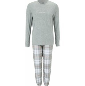 Calvin Klein Underwear Pyžamo dlouhé rezavě hnědá / světle šedá / šedý melír / bílá