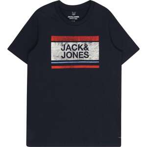 Jack & Jones Junior Tričko 'BRYAN' béžová / kouřově modrá / tmavě modrá / červená