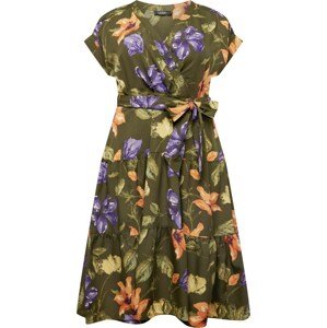 Lauren Ralph Lauren Plus Šaty olivová / světle fialová / oranžová