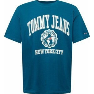 Tommy Jeans Tričko petrolejová / červená / bílá