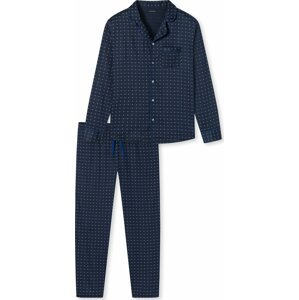 SCHIESSER Pyžamo dlouhé svítivě modrá / tmavě modrá / šedá / bílá