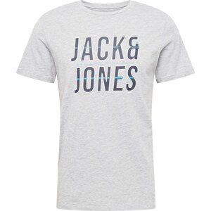 JACK & JONES Tričko 'XILO' marine modrá / světlemodrá / šedý melír