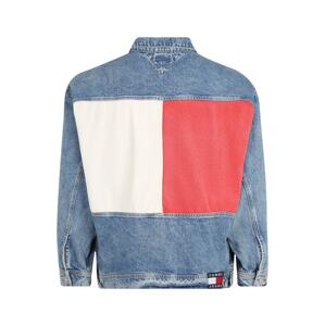Tommy Jeans Plus Přechodná bunda modrá džínovina / červená / bílá