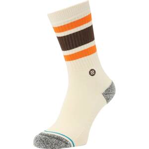 Stance Sportovní ponožky 'BOYD' tmavě hnědá / šedý melír / oranžová / offwhite
