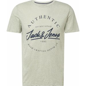 JACK & JONES Tričko 'DUSTY' starobéžová / tmavě modrá