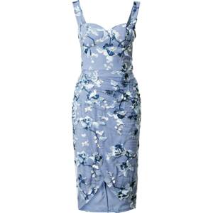 Chi Chi London Koktejlové šaty námořnická modř / kouřově modrá / chladná modrá / světlemodrá / bílá