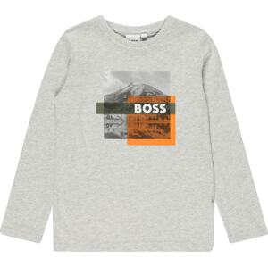 BOSS Kidswear Tričko šedá / grafitová / oranžová