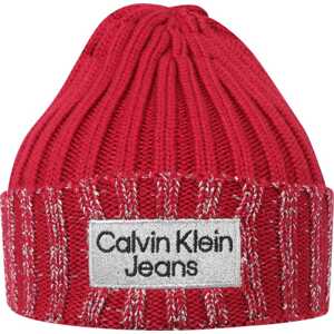 Calvin Klein Jeans Čepice stříbrně šedá / červená / černá