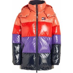Tommy Jeans Zimní bunda 'Alaska' fialová / červená / oranžově červená / černá