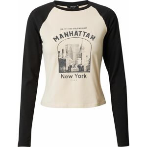 Nasty Gal Tričko 'Manhattan' režná / antracitová / černá