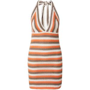 NEON & NYLON Úpletové šaty 'BEACHIE' režná / hnědá / oranžová