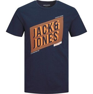 Tričko 'NET' jack & jones námořnická modř / oranžová / bílá
