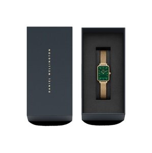 Daniel Wellington Analogové hodinky 'Quadro Pressed Evergold G Green'  zlatá / tmavě zelená