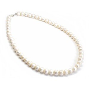 Aranys Náhrdelník říční perly bílé 8 mm, Ag, 45 cm 07562