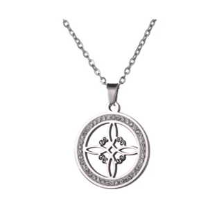 Aranys Ocelový náhrdelník se zirkony a motivem amuletu 56610