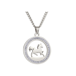 Aranys Ocelový náhrdelník se zirkony s motivem koně 56611