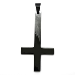 Aranys Ocelový obrácený kříž s řetízkem, varianty, Černá 01536
